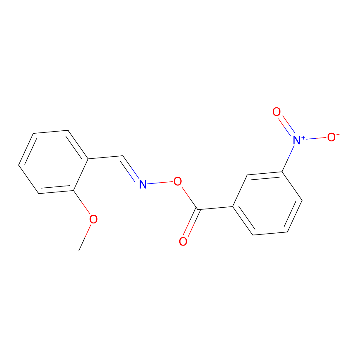(E)-[(2-methoxyphenyl)methylidene]amino 3-nitrobenzoate molecular structure, CAS 331462-31-8