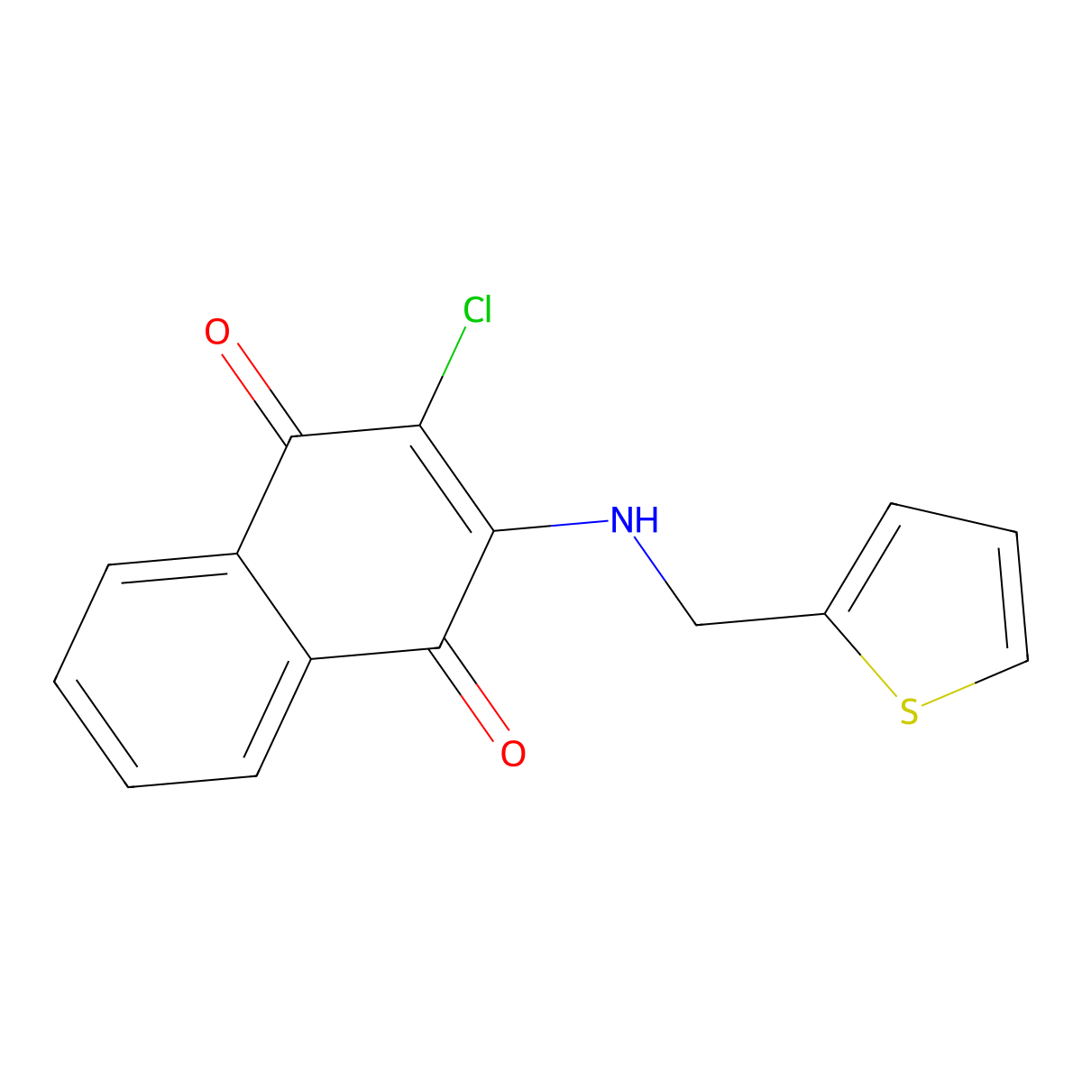 2-Chloro-3-[(2-thienylmethyl)amino]naphthoquinone molecular structure, CAS 331462-34-1