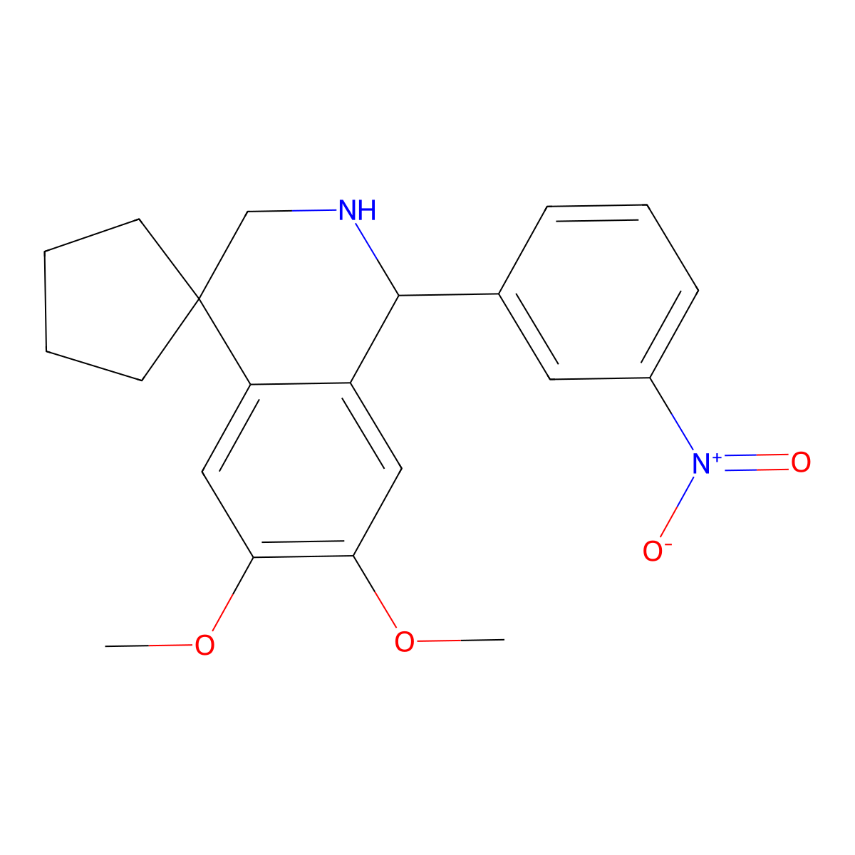 6',7'-dimethoxy-1'-(3-nitrophenyl)-2',3'-dihydro-1'H-spiro[cyclopentane-1,4'-isoquinoline] molecular structure, CAS 331463-51-5