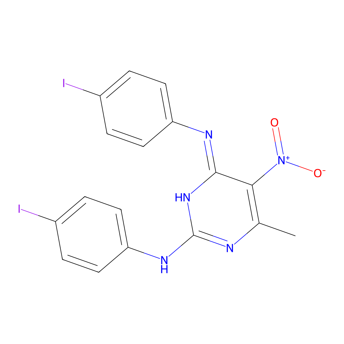 5-Nitro-2,4-bis(4-iodoanilino)-6-methylpyrimidine molecular structure, CAS 331464-74-5