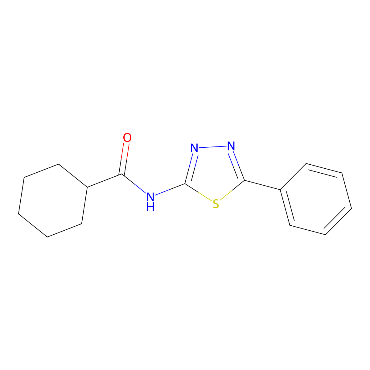 N-(5-phenyl-1,3,4-thiadiazol-2-yl)cyclohexanecarboxamide molecular structure, CAS 331465-08-8