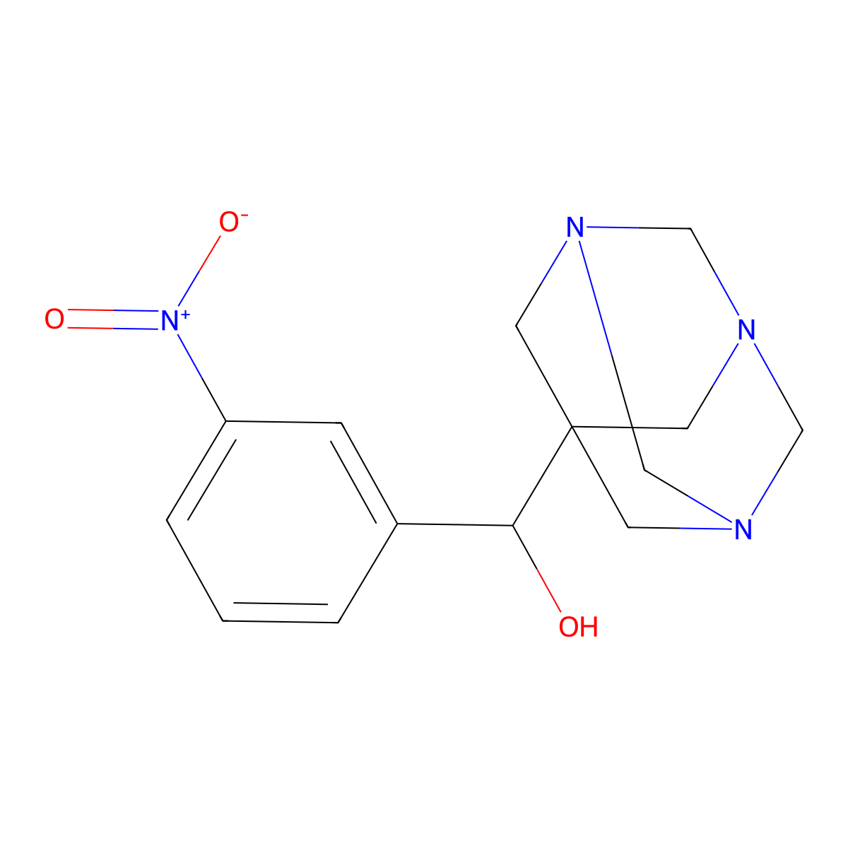 {3-Nitrophenyl}(1,3,5-triazatricyclo[3.3.1.1~3,7~]dec-7-yl)methanol molecular structure, CAS 331465-25-9