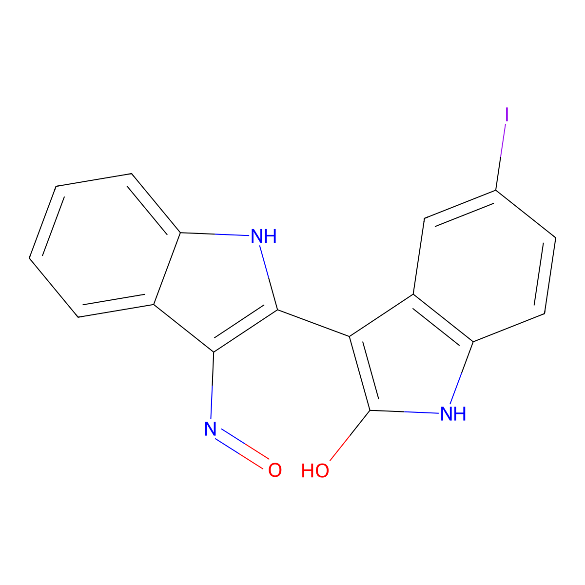 5-iodo-Indirubin-3'-monoxime molecular structure, CAS 331467-03-9