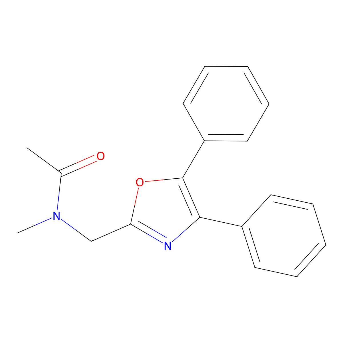 Acetamide, N-((4,5-diphenyl-2-oxazolyl)methyl)-N-methyl- molecular structure, CAS 33161-67-0