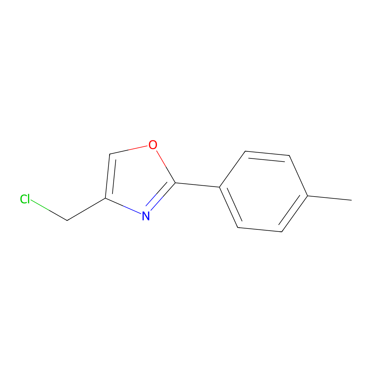4-(Chloromethyl)-2-(4-methylphenyl)-1,3-oxazole molecular structure, CAS 33162-05-9