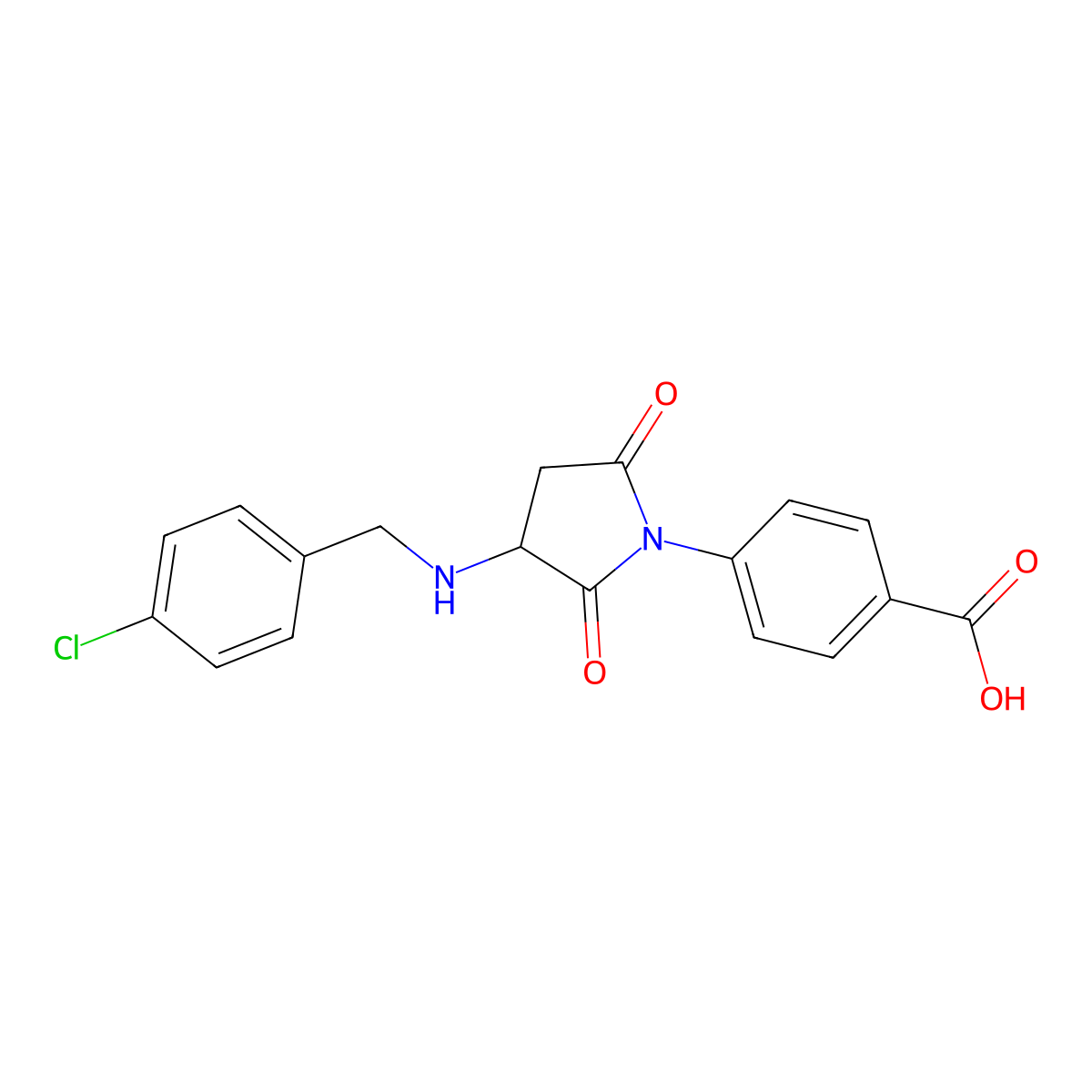 4-{3-[(4-Chlorobenzyl)amino]-2,5-dioxopyrrolidin-1-yl}benzoic acid molecular structure, CAS 331627-22-6