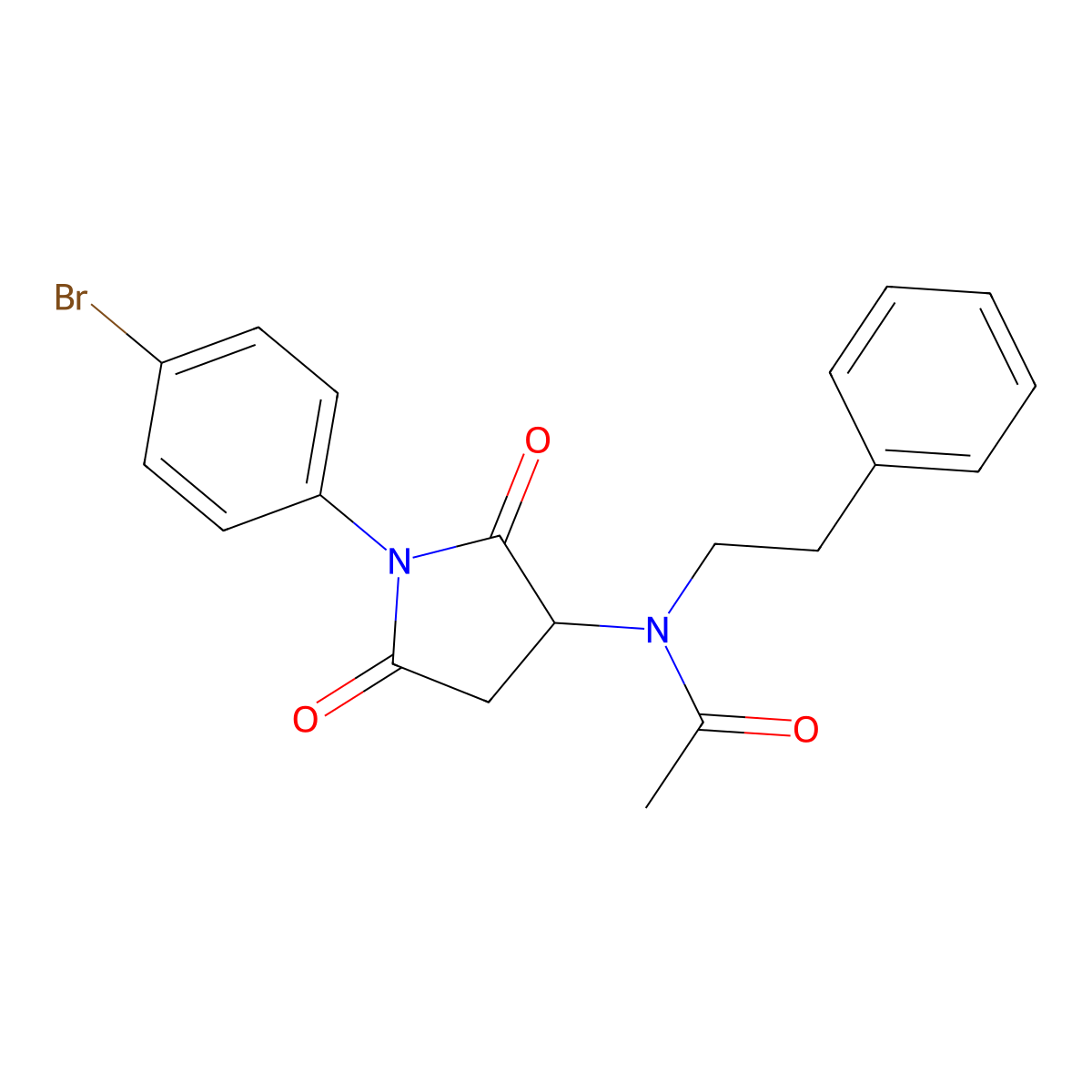 N-[1-(4-bromophenyl)-2,5-dioxo-3-pyrrolidinyl]-N-(2-phenylethyl)acetamide molecular structure, CAS 331632-78-1