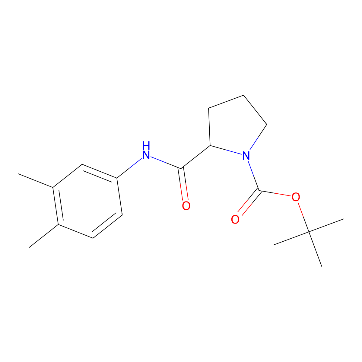 Tert-butyl 2-[(3,4-dimethylphenyl)carbamoyl]pyrrolidine-1-carboxylate molecular structure, CAS 331632-82-7