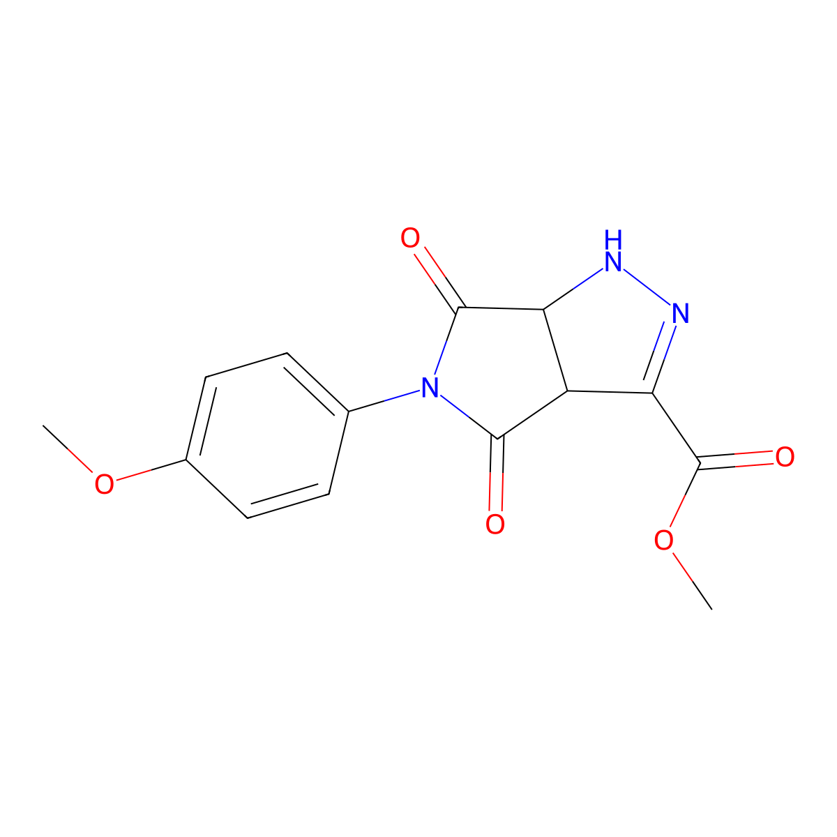 Methyl 5-(4-methoxyphenyl)-4,6-dioxo-1,3a,4,5,6,6a-hexahydropyrrolo[3,4-c]pyrazole-3-carboxylate molecular structure, CAS 331633-06-8