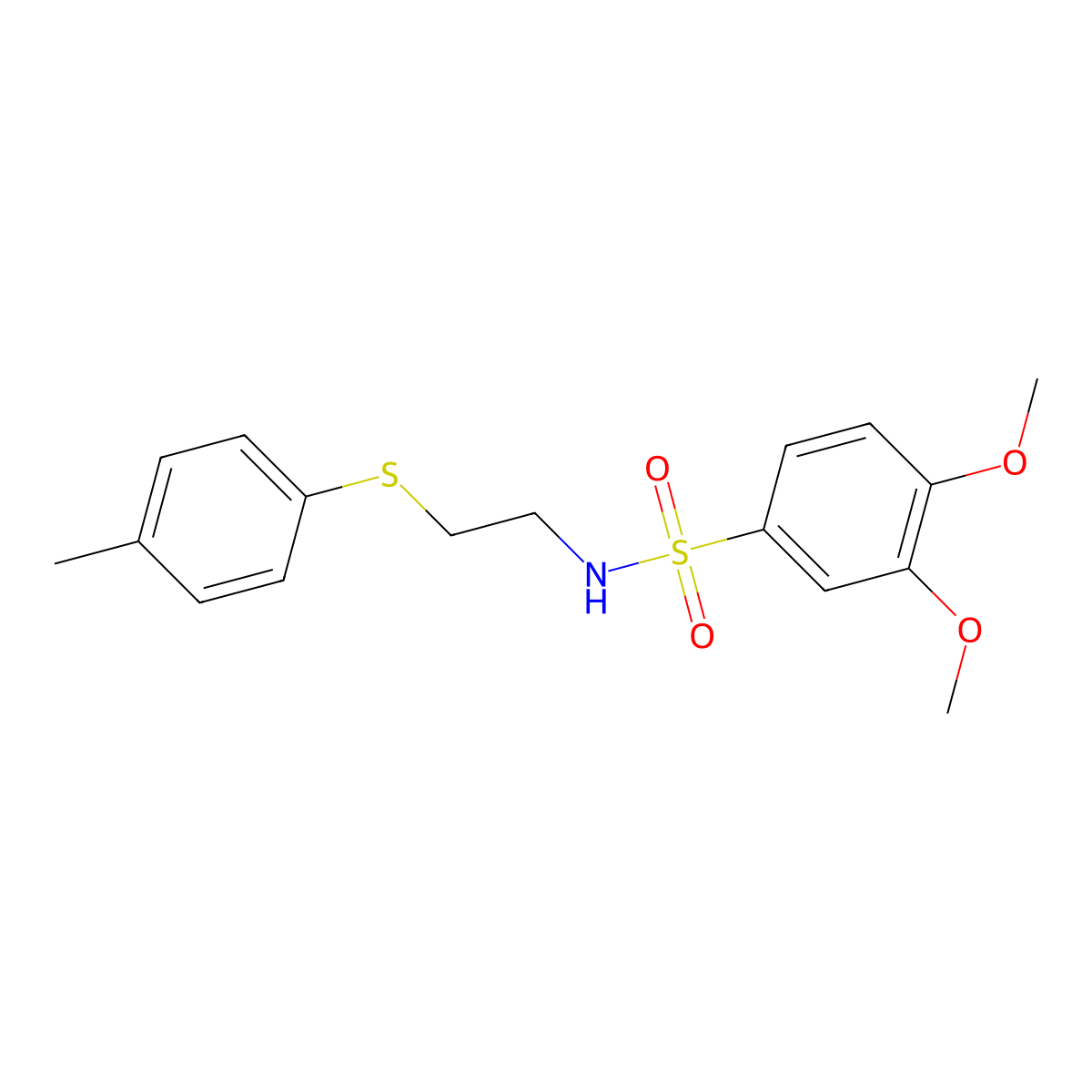 3,4-dimethoxy-N-[2-(4-methylphenyl)sulfanylethyl]benzenesulfonamide molecular structure, CAS 331638-80-3