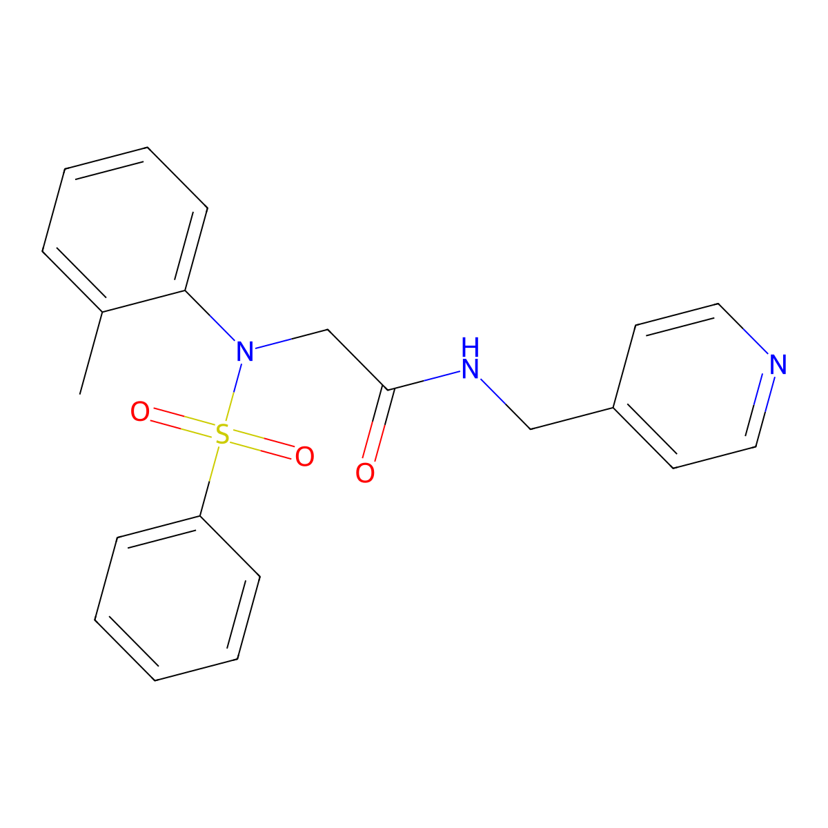 2-[N-(benzenesulfonyl)-2-methylanilino]-N-(pyridin-4-ylmethyl)acetamide molecular structure, CAS 331638-91-6