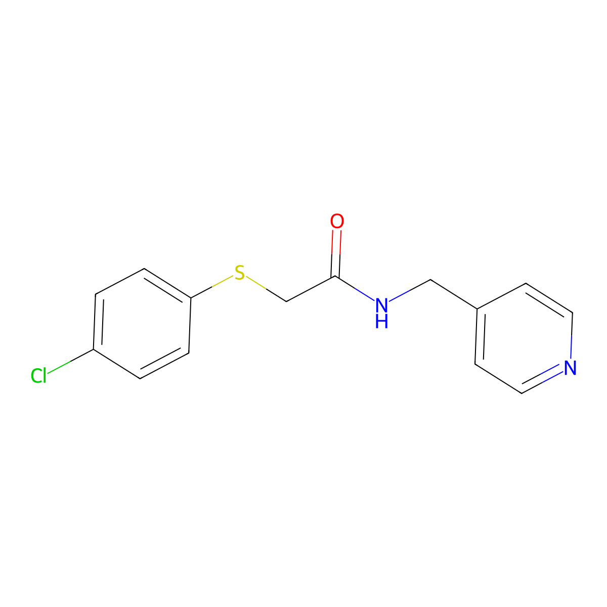 2-[(4-chlorophenyl)sulfanyl]-N-(pyridin-4-ylmethyl)acetamide molecular structure, CAS 331639-08-8