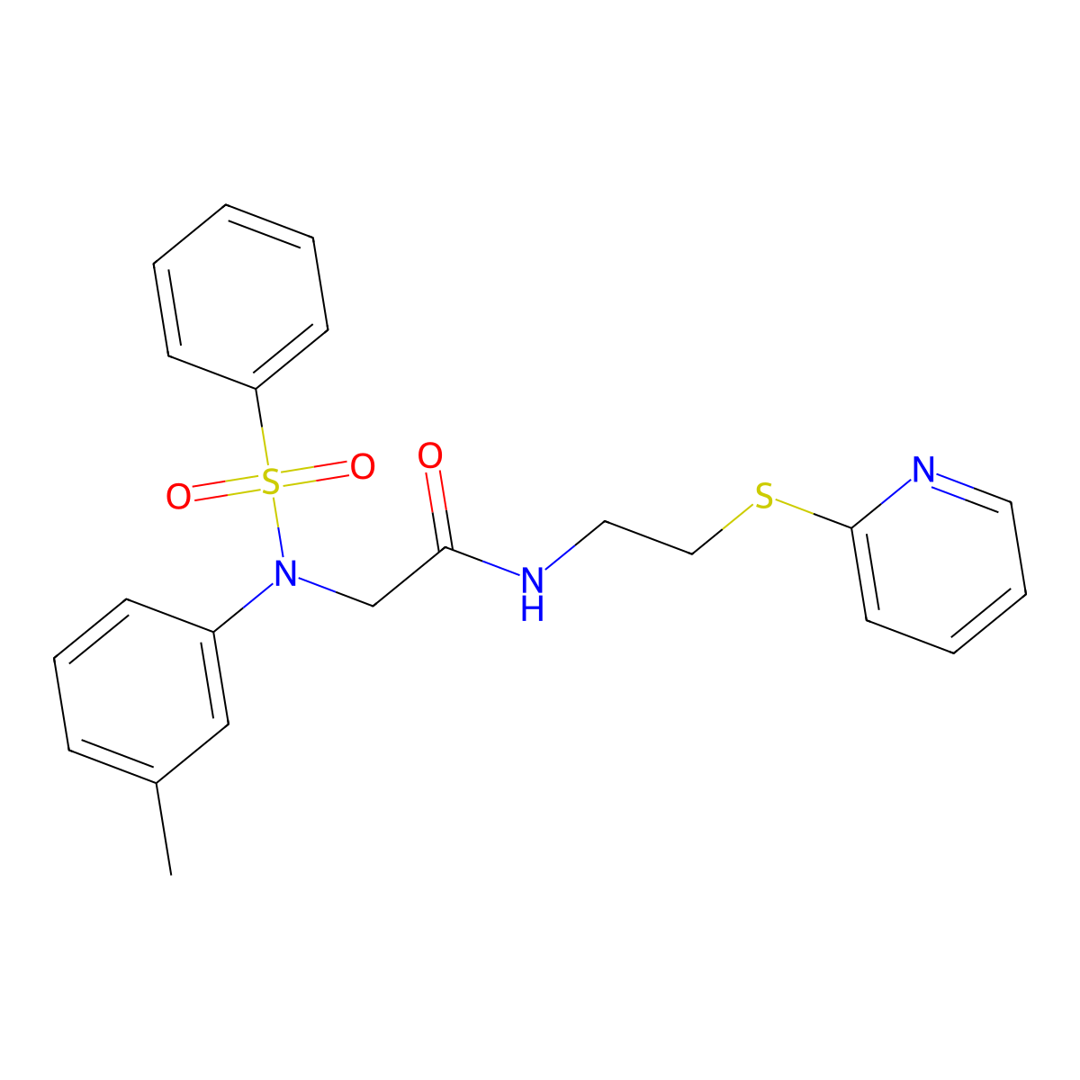 2-[N-(benzenesulfonyl)-3-methylanilino]-N-(2-pyridin-2-ylsulfanylethyl)acetamide molecular structure, CAS 331639-13-5