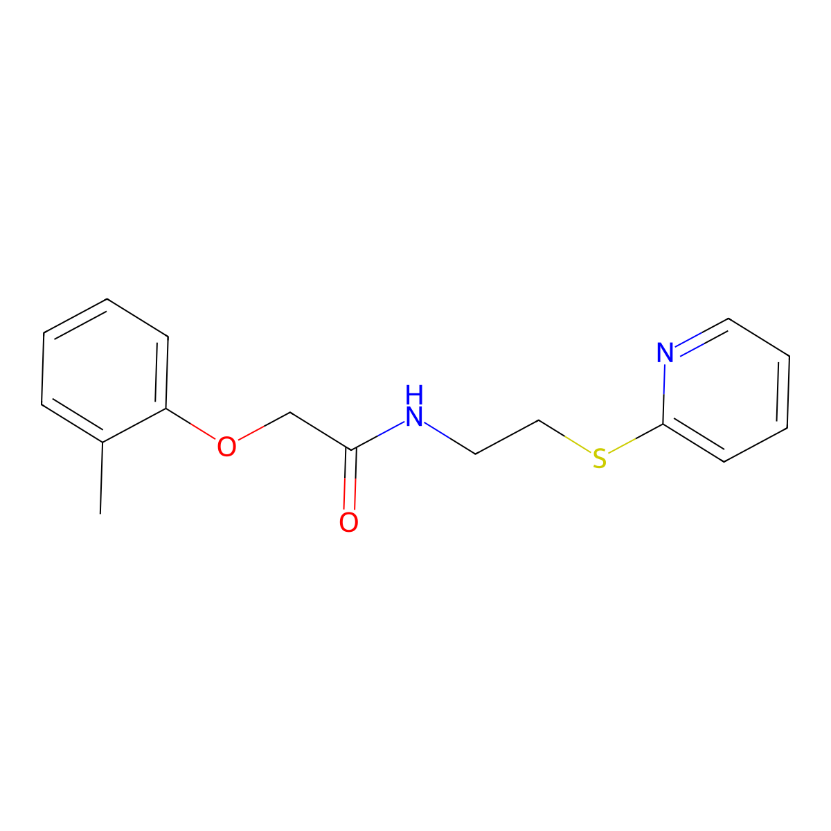 2-(2-methylphenoxy)-N-(2-pyridin-2-ylsulfanylethyl)acetamide molecular structure, CAS 331639-41-9