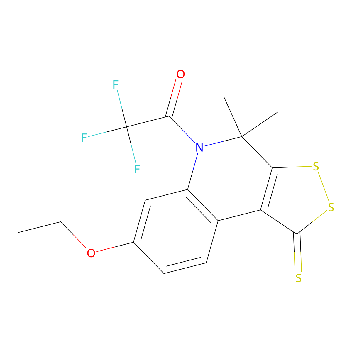 1-(7-Ethoxy-4,4-dimethyl-1-sulfanylidenedithiolo[3,4-c]quinolin-5-yl)-2,2,2-trifluoroethanone molecular structure, CAS 331640-10-9