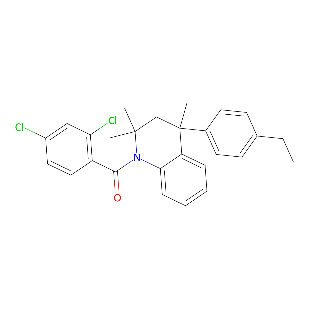 (2,4-dichlorophenyl)-[4-(4-ethylphenyl)-2,2,4-trimethyl-3H-quinolin-1-yl]methanone molecular structure, CAS 331640-15-4