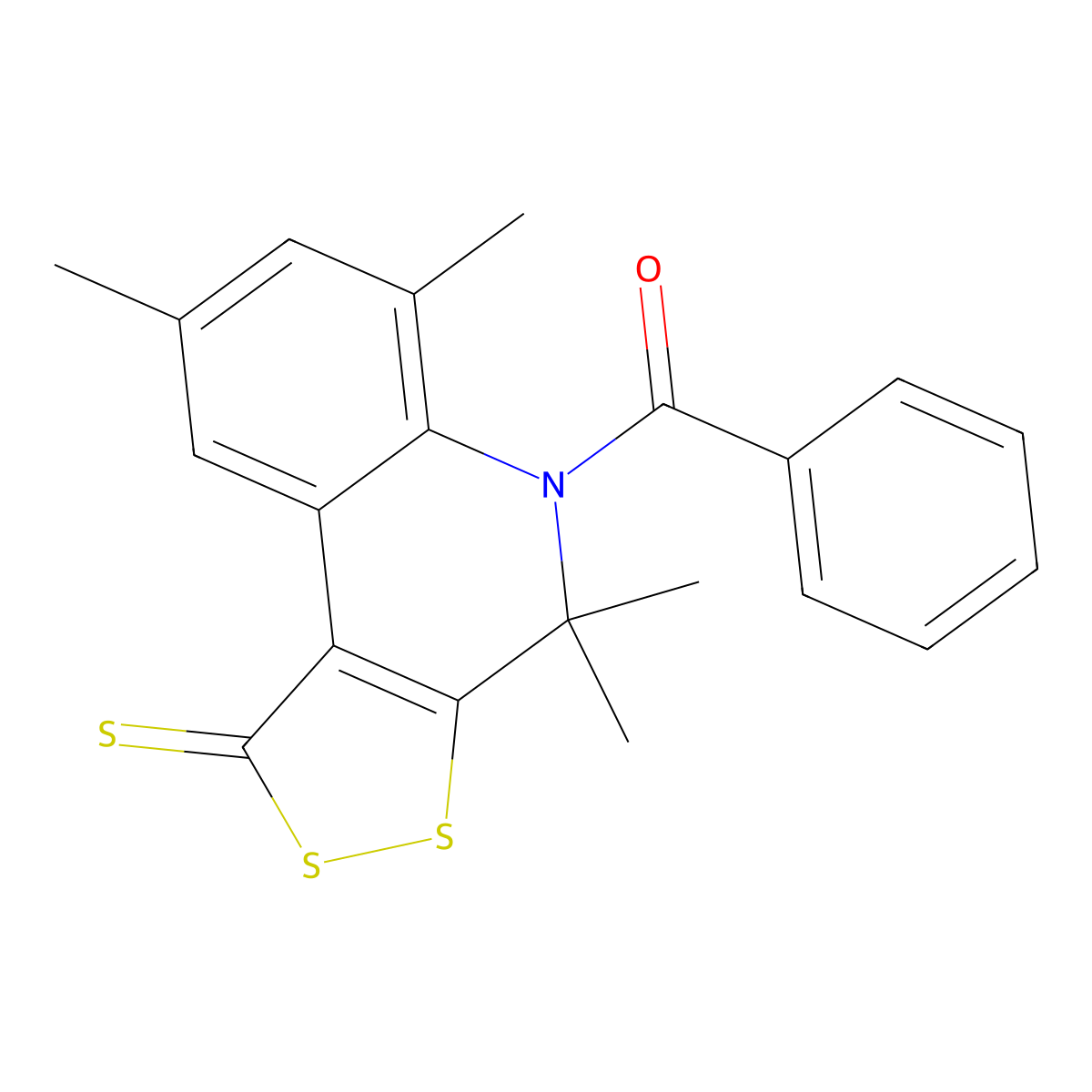 5-benzoyl-4,4,6,8-tetramethyl-4,5-dihydro-1H-[1,2]dithiolo[3,4-c]quinoline-1-thione molecular structure, CAS 331640-34-7