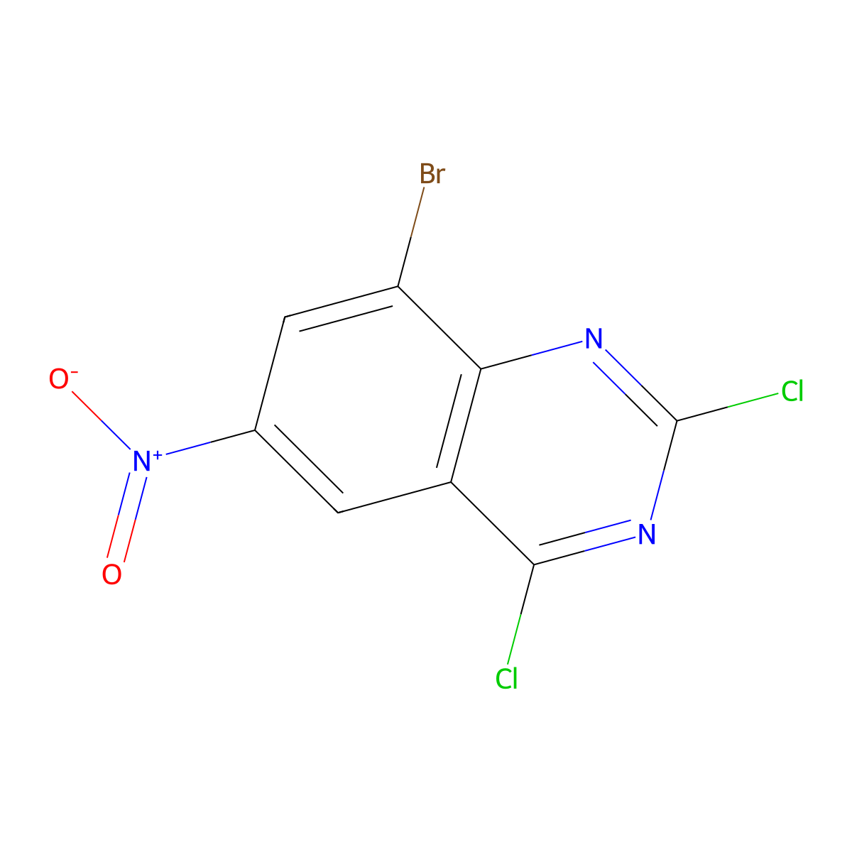 8-Bromo-2,4-dichloro-6-nitroquinazoline molecular structure, CAS 331647-00-8