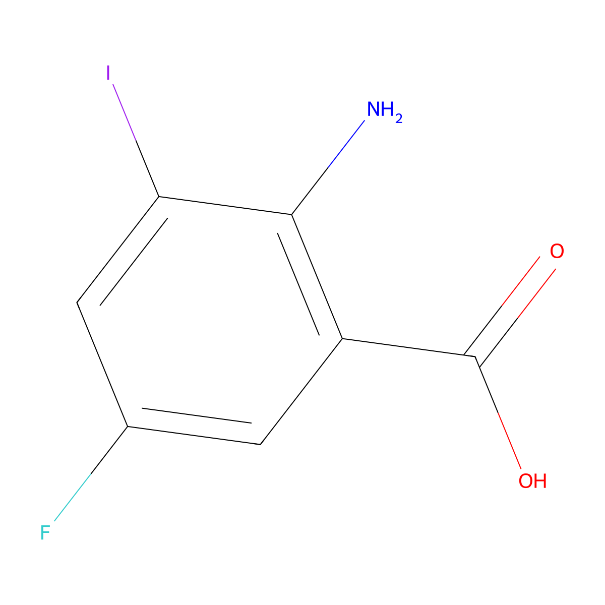 2-Amino-5-fluoro-3-iodobenzoic acid molecular structure, CAS 331647-14-4
