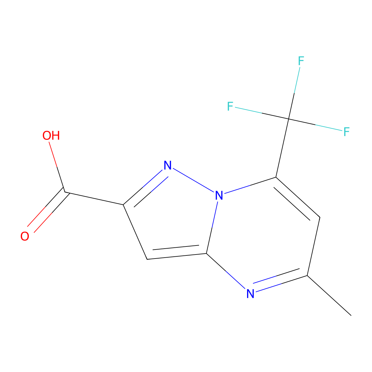 5-Methyl-7-(trifluoromethyl)pyrazolo(1,5-a)pyrimidine-2-carboxylic acid molecular structure, CAS 331647-99-5
