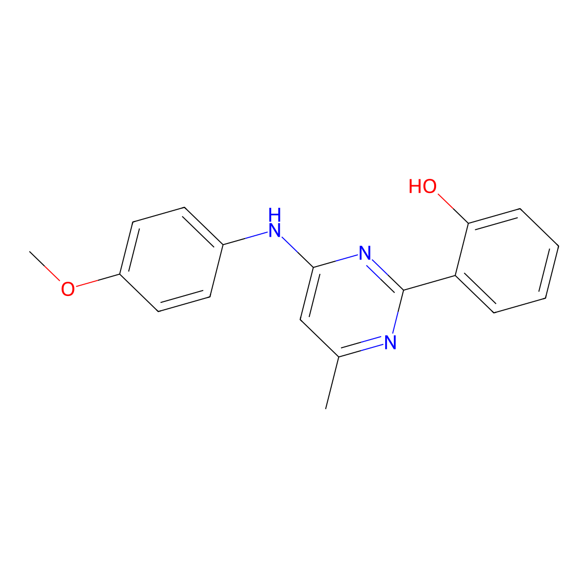 2-(4-((4-Methoxyphenyl)amino)-6-methylpyrimidin-2-yl)phenol molecular structure, CAS 331648-44-3