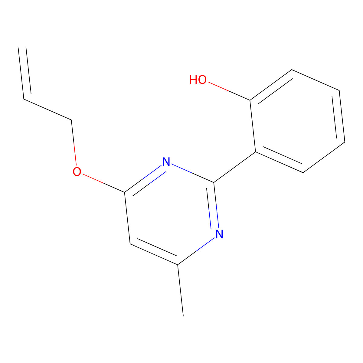 2-(4-(Allyloxy)-6-methylpyrimidin-2-yl)phenol molecular structure, CAS 331648-46-5