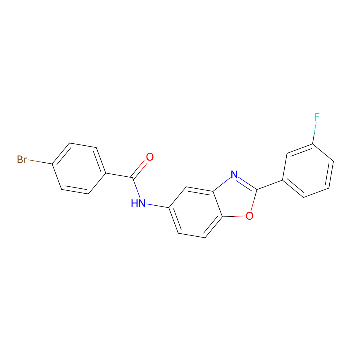 4-bromo-N-[2-(3-fluorophenyl)-1,3-benzoxazol-5-yl]benzamide molecular structure, CAS 331650-58-9