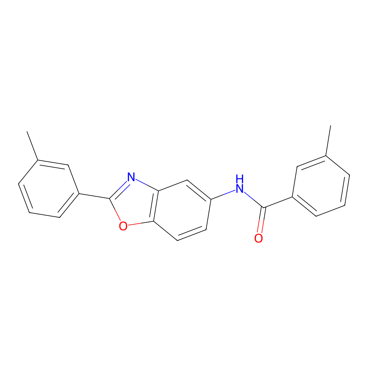 3-methyl-N-[2-(3-methylphenyl)-1,3-benzoxazol-5-yl]benzamide molecular structure, CAS 331650-69-2