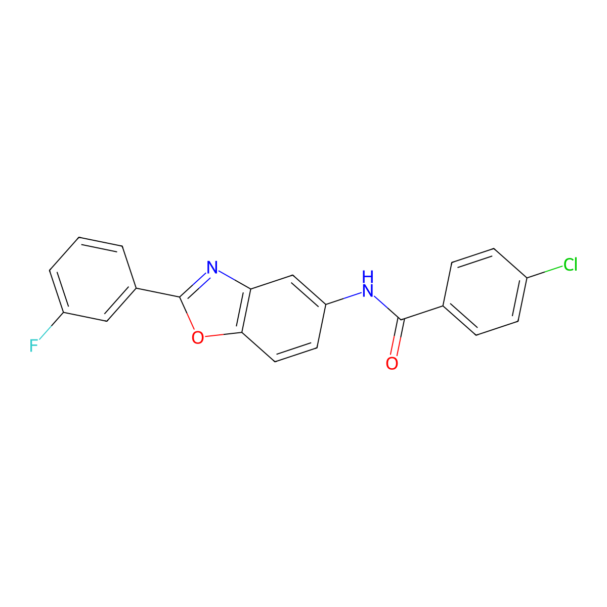 4-chloro-N-[2-(3-fluorophenyl)-1,3-benzoxazol-5-yl]benzamide molecular structure, CAS 331650-73-8