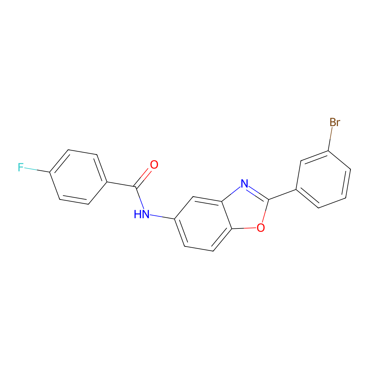 N-[2-(3-bromophenyl)-1,3-benzoxazol-5-yl]-4-fluorobenzamide molecular structure, CAS 331650-87-4
