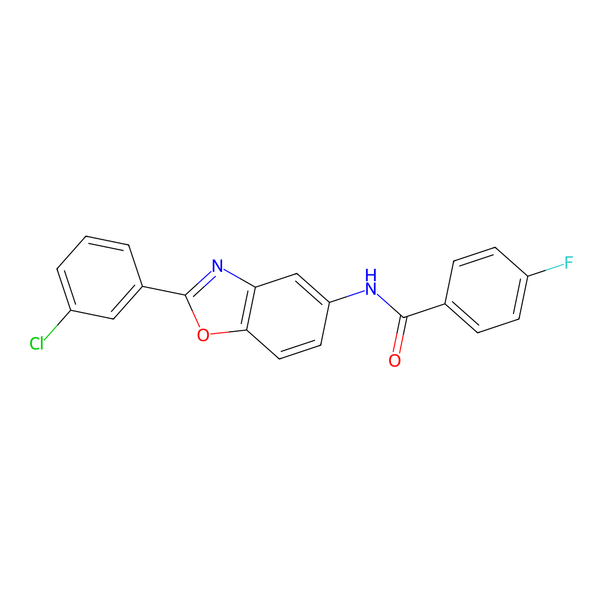 N-[2-(3-chlorophenyl)-1,3-benzoxazol-5-yl]-4-fluorobenzamide molecular structure, CAS 331650-88-5