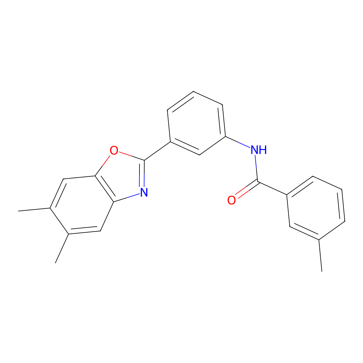 N-[3-(5,6-dimethyl-1,3-benzoxazol-2-yl)phenyl]-3-methylbenzamide molecular structure, CAS 331650-92-1