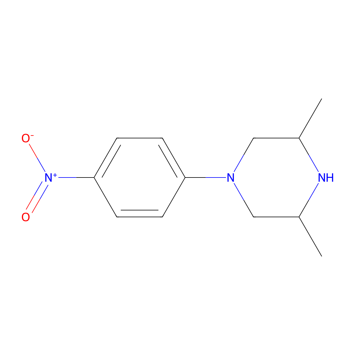 3,5-Dimethyl-1-(4-nitrophenyl)piperazine molecular structure, CAS 331652-58-5