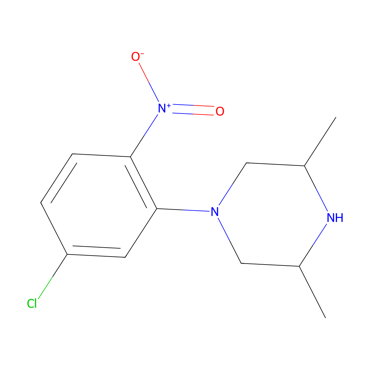1-(5-Chloro-2-nitrophenyl)-3,5-dimethylpiperazine molecular structure, CAS 331652-59-6