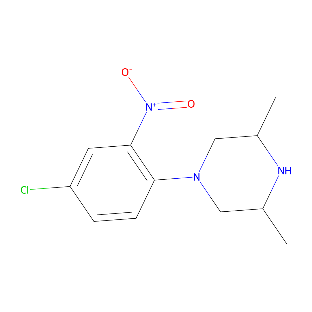 1-(4-Chloro-2-nitrophenyl)-3,5-dimethylpiperazine molecular structure, CAS 331652-61-0