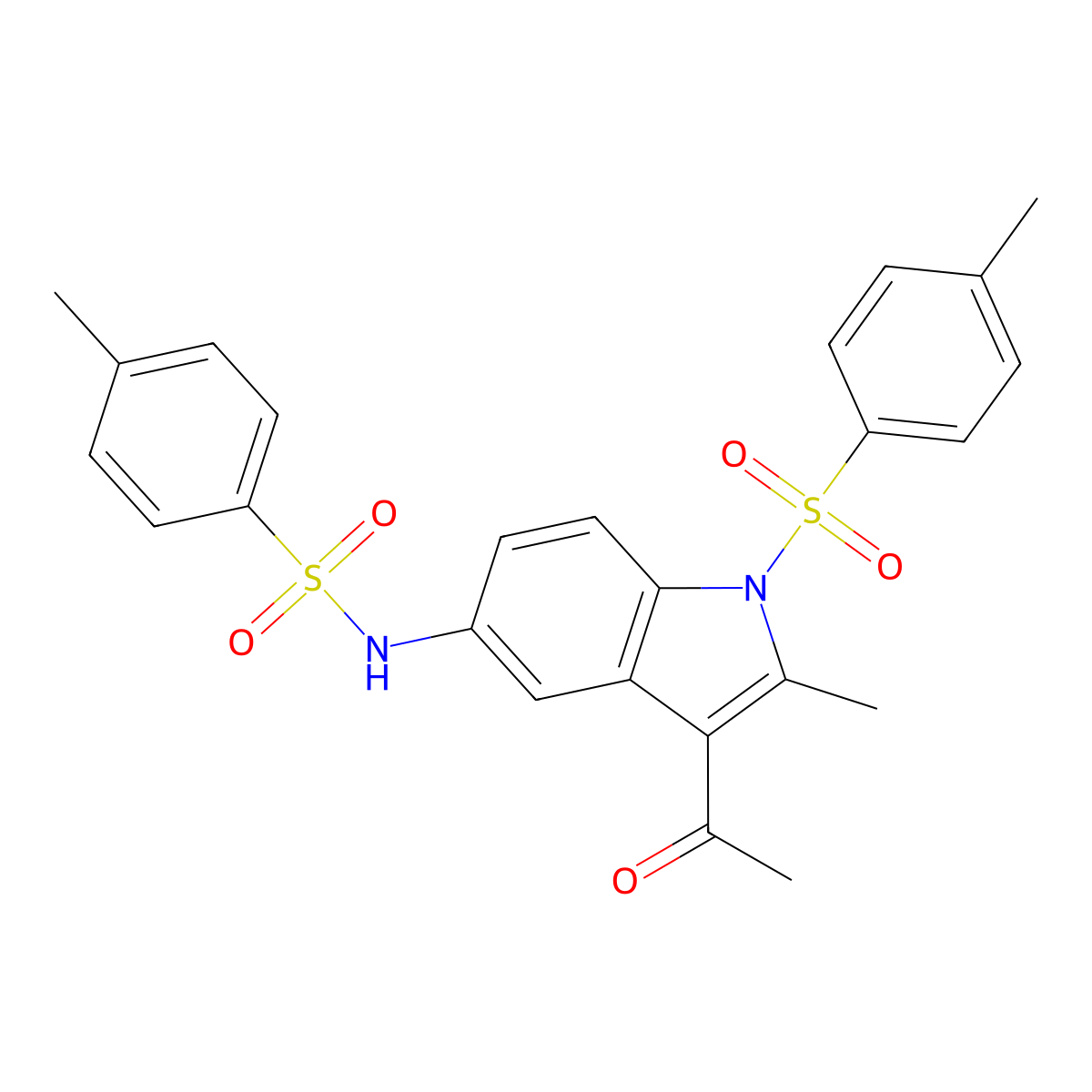 N-(3-acetyl-2-methyl-1-tosyl-1H-indol-5-yl)-4-methylbenzenesulfonamide molecular structure, CAS 331652-72-3
