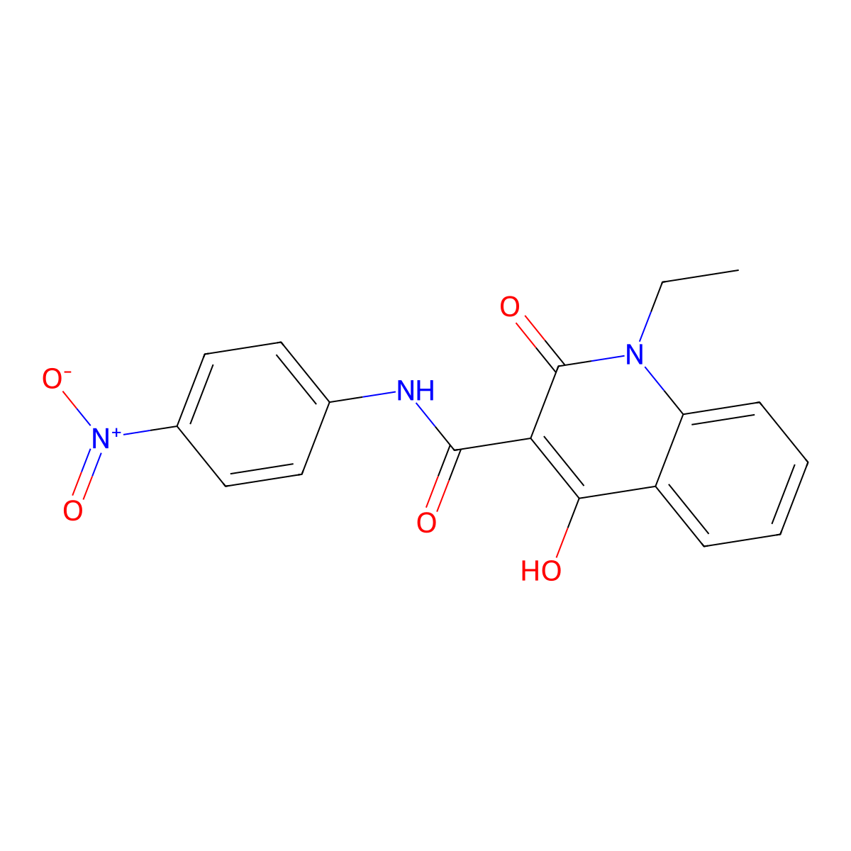 1-ethyl-4-hydroxy-N-{4-nitrophenyl}-2-oxo-1,2-dihydroquinoline-3-carboxamide molecular structure, CAS 331653-22-6