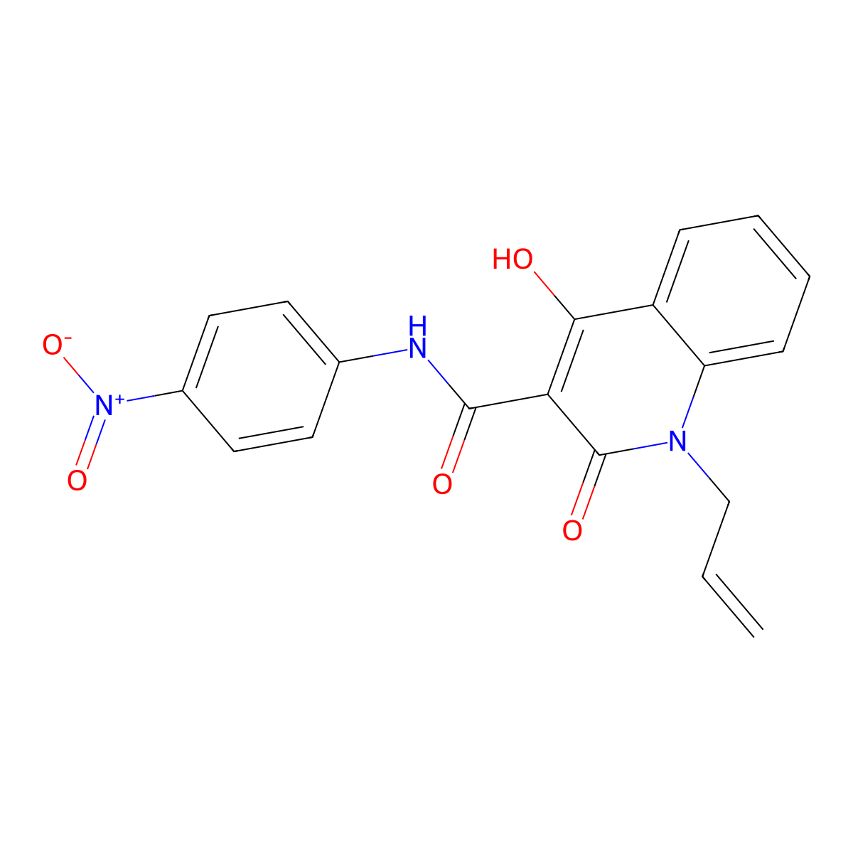 4-hydroxy-N-{4-nitrophenyl}-2-oxo-1-prop-2-enyl-1,2-dihydroquinoline-3-carboxamide molecular structure, CAS 331653-23-7