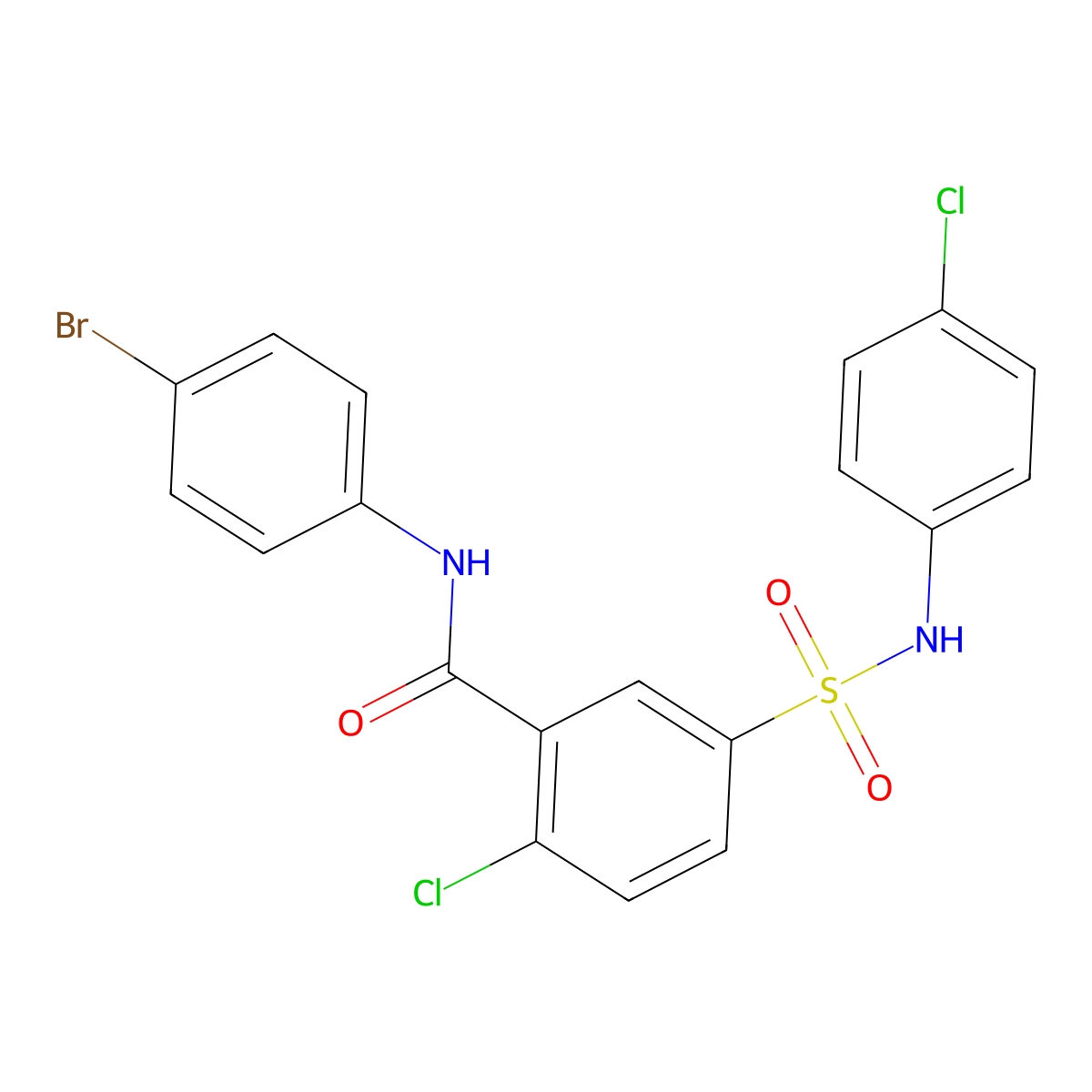N-(4-bromophenyl)-2-chloro-5-[(4-chloroanilino)sulfonyl]benzamide molecular structure, CAS 331653-78-2