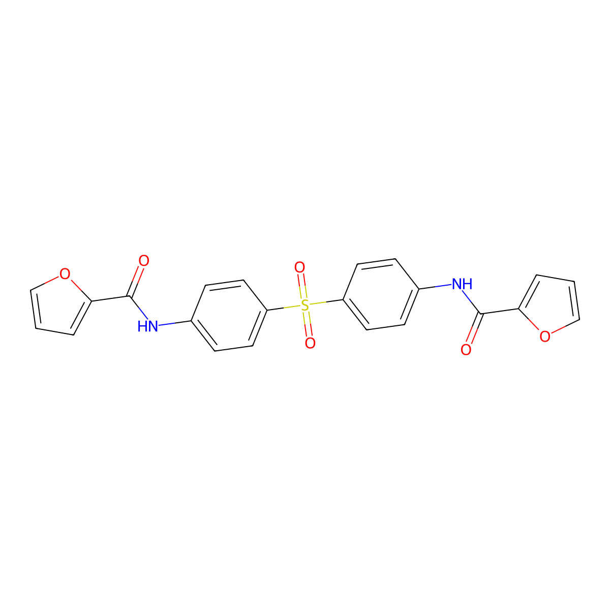 N-[4-[4-(furan-2-carbonylamino)phenyl]sulfonylphenyl]furan-2-carboxamide molecular structure, CAS 331656-07-6