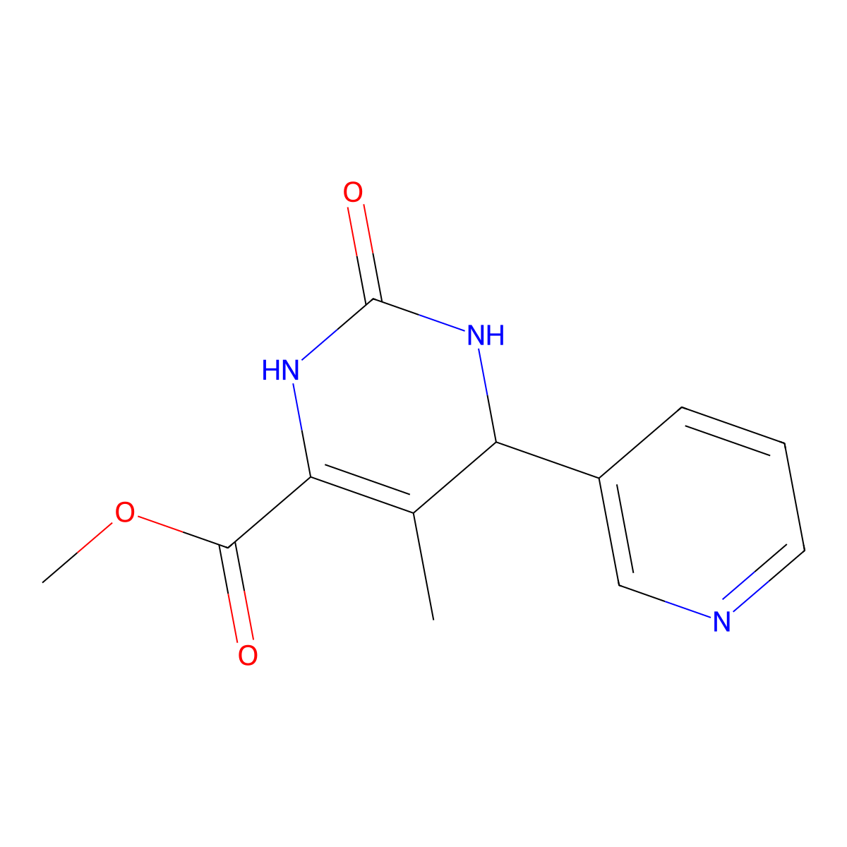 4-Pyrimidinecarboxylic acid,1,2,3,6-tetrahydro-5-methyl-2-oxo-6-(3-pyridinyl)-,methyl ester molecular structure, CAS 331658-20-9