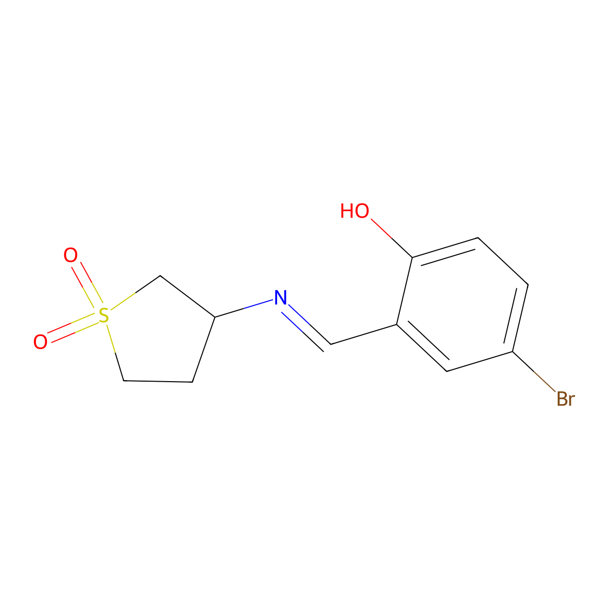 4-bromo-2-{(E)-[(1,1-dioxidotetrahydrothiophen-3-yl)imino]methyl}phenol molecular structure, CAS 331658-30-1