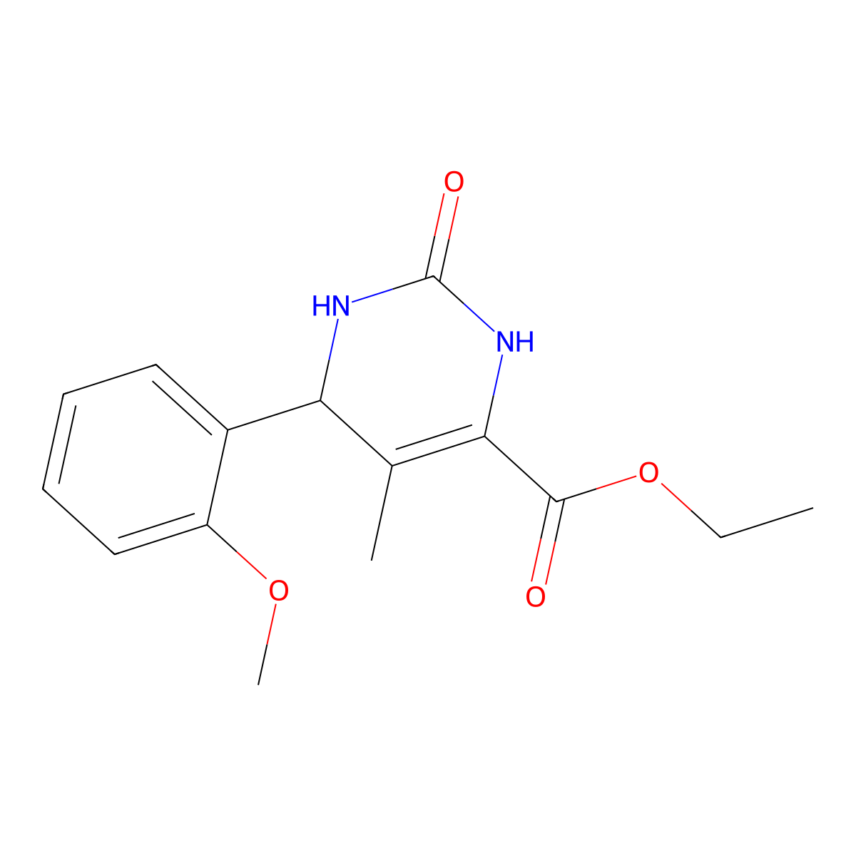 6-(2-Methoxy-phenyl)-5-methyl-2-oxo-1,2,3,6-tetrahydro-pyrimidine-4-carboxylic acid ethyl ester molecular structure, CAS 331658-37-8