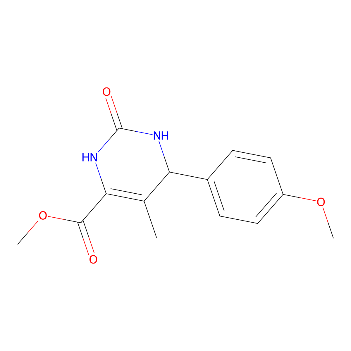 methyl 4-(4-methoxyphenyl)-5-methyl-2-oxo-3,4-dihydro-1H-pyrimidine-6-carboxylate molecular structure, CAS 331658-40-3