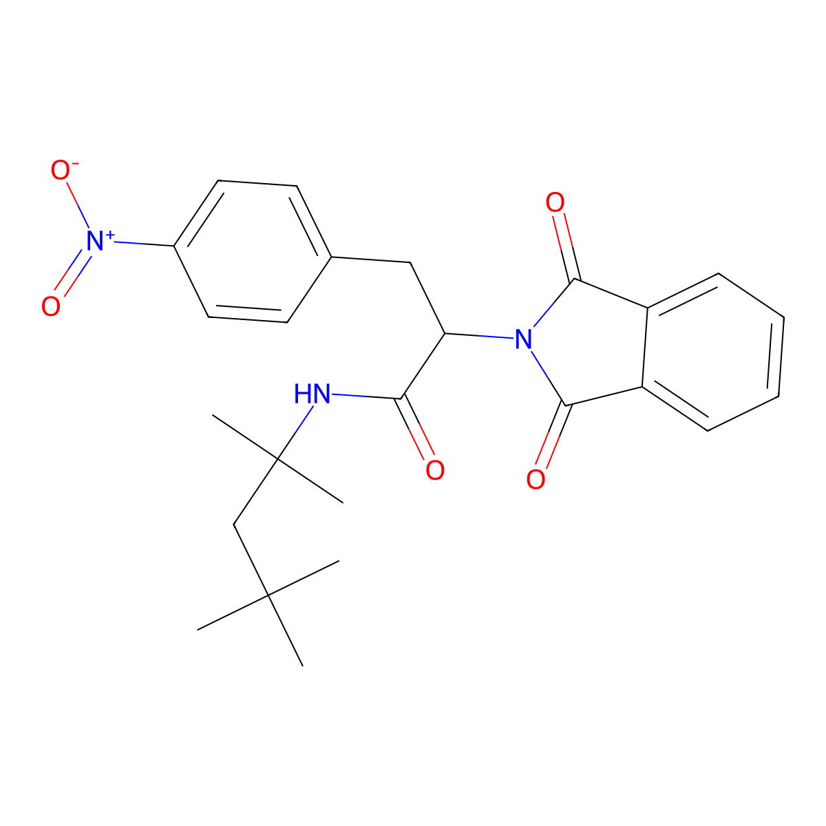 2-(1,3-dioxoisoindol-2-yl)-3-(4-nitrophenyl)-N-(2,4,4-trimethylpentan-2-yl)propanamide molecular structure, CAS 331658-72-1