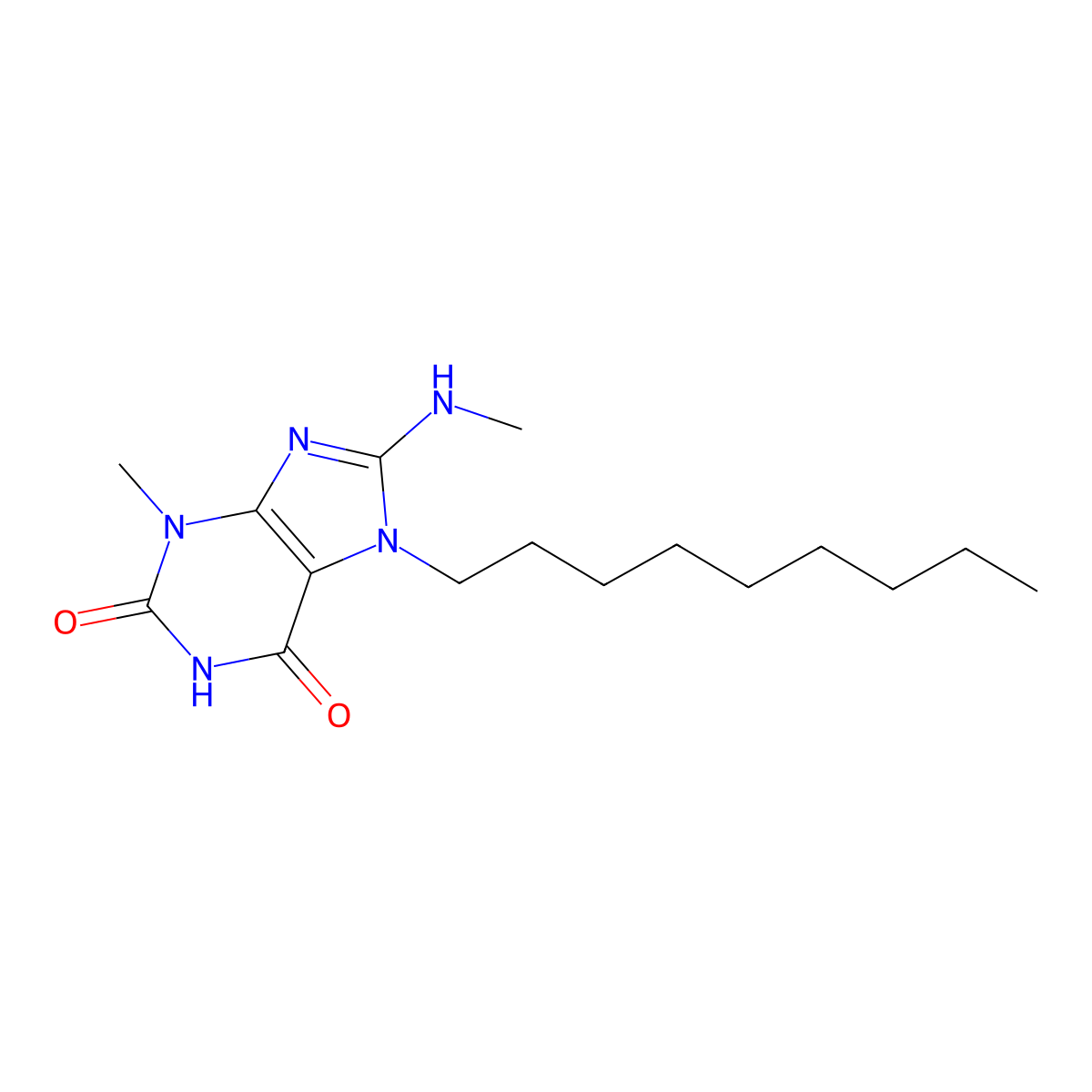 3-Methyl-8-(methylamino)-7-nonylpurine-2,6-dione molecular structure, CAS 331659-05-3