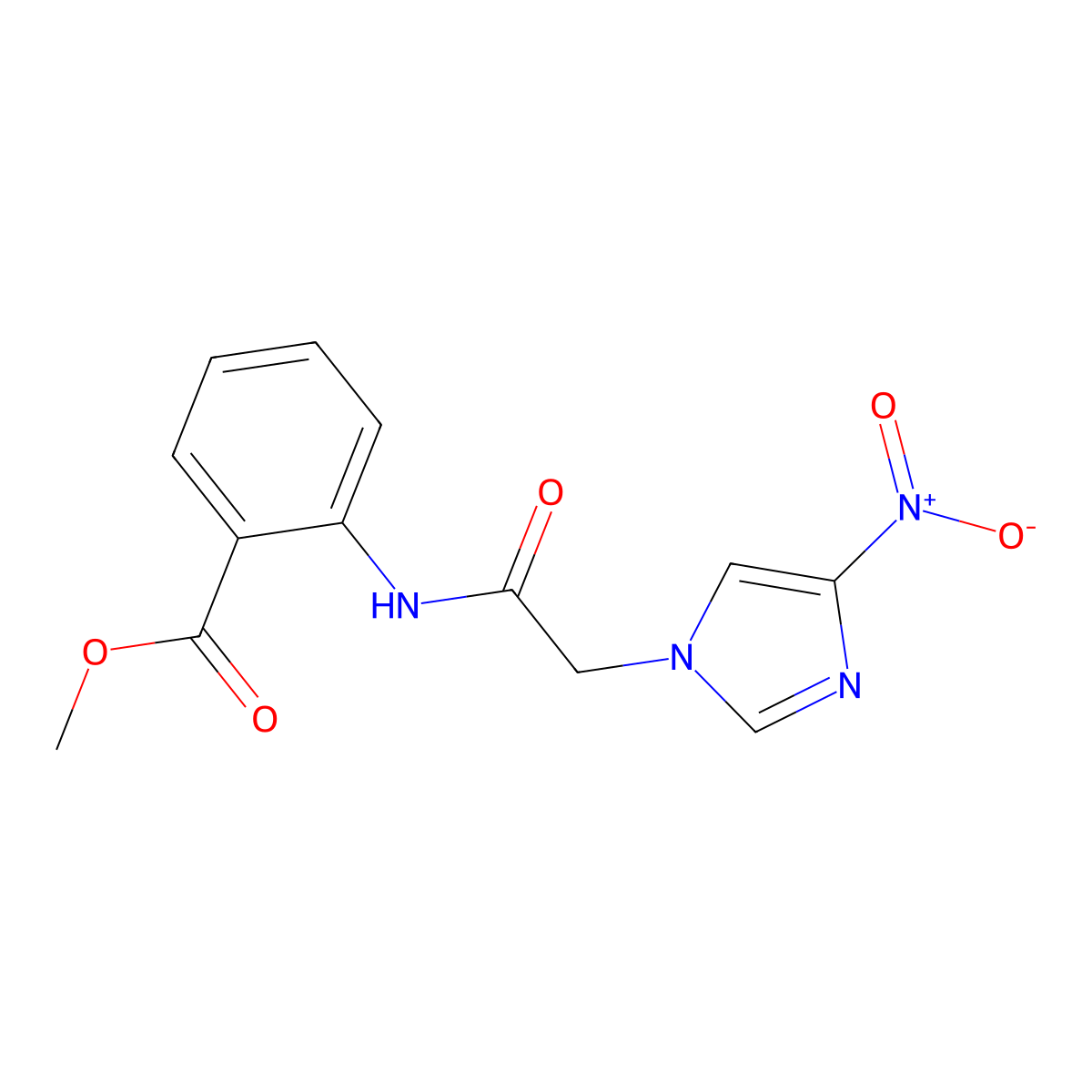 methyl 2-{[(4-nitro-1H-imidazol-1-yl)acetyl]amino}benzoate molecular structure, CAS 331660-53-8
