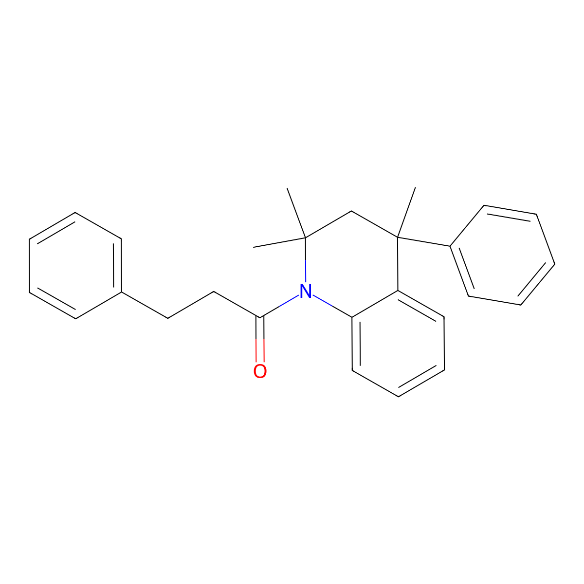 3-phenyl-1-(2,2,4-trimethyl-4-phenyl-3H-quinolin-1-yl)propan-1-one molecular structure, CAS 331661-08-6