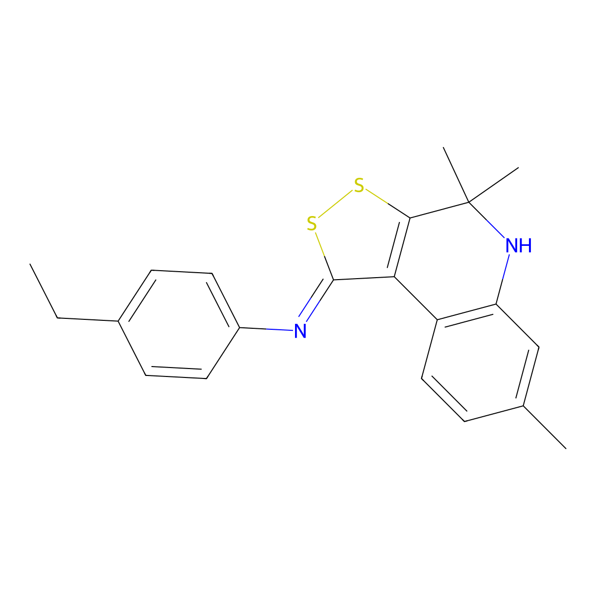N-(4-ethylphenyl)-4,4,7-trimethyl-5H-dithiolo[3,4-c]quinolin-1-imine molecular structure, CAS 331661-15-5