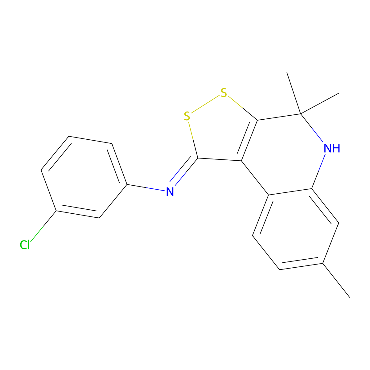 N-(3-chlorophenyl)-4,4,7-trimethyl-5H-dithiolo[3,4-c]quinolin-1-imine molecular structure, CAS 331661-22-4